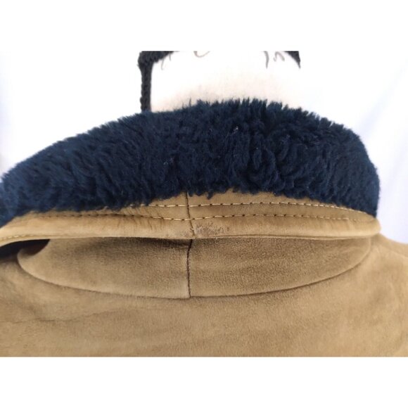 Vtg Retro BB Lorry Repurpose Shearling Coat Mens SZ 42 Regular Brown Lamb Suede - Picture 15 of 16